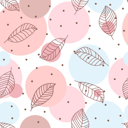 Seamless pattern with hand-drawn leavesのイラスト素材