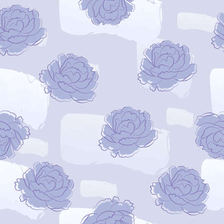 Purple peony and abstract shape seamless patternのイラスト素材