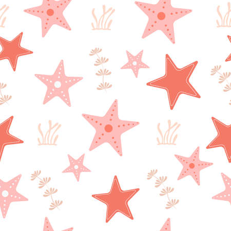 Childish seamless pattern with starfishのイラスト素材