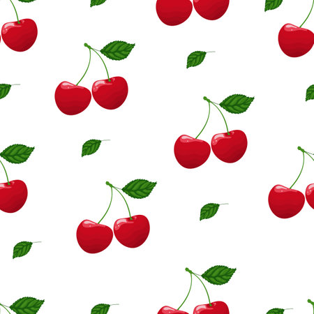Seamless pattern with red cherryのイラスト素材
