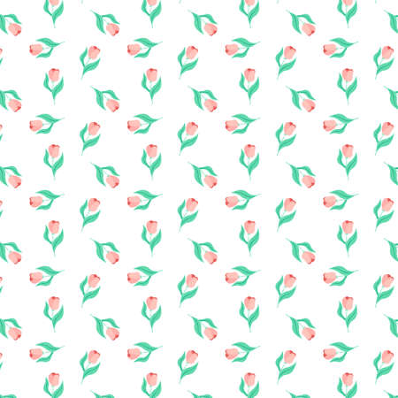 Seamless pattern with flat tulipsのイラスト素材