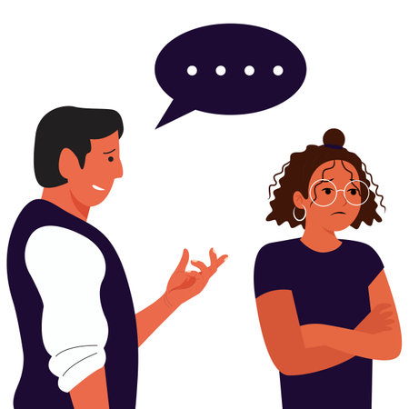 A girl giving the silent treatment to her partner.のイラスト素材