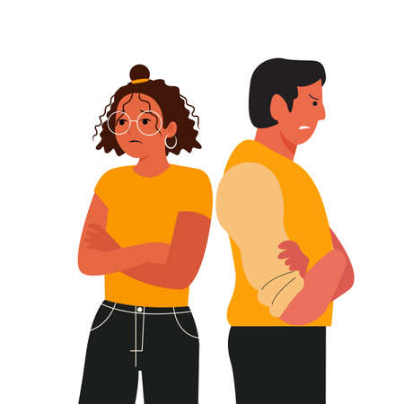 Couple fighting, couple conflict concept illustration.のイラスト素材