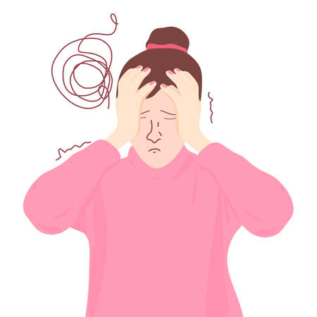 Woman with panic attack. Anxiety disorder symptomsのイラスト素材