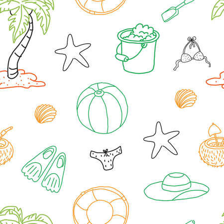 Creative hand-drawn summer seamless patternのイラスト素材