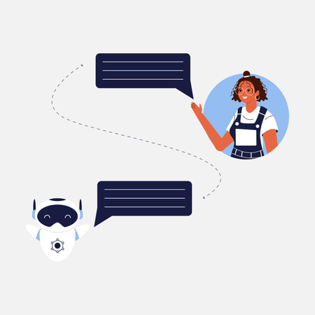 Artificial Intelligence and Human: Chatbotのイラスト素材