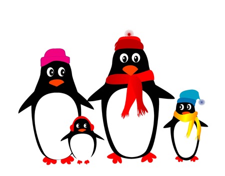 penguin family vectorのイラスト素材