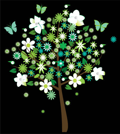 floral heart with butterfliesのイラスト素材