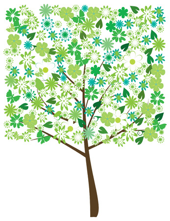 floral tree squareのイラスト素材