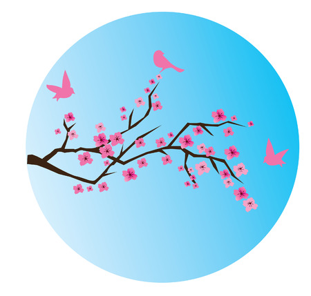 cherry blossom and moon backgroundのイラスト素材