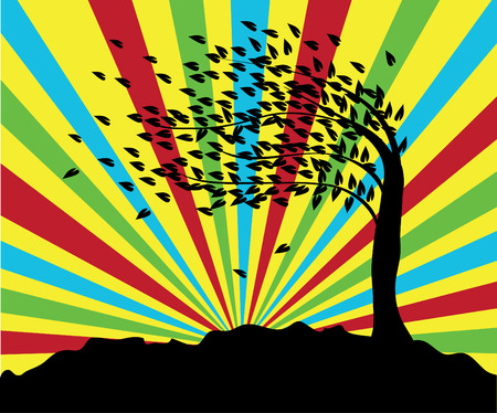 tree in the windのイラスト素材