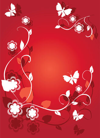 floral frame with butterfliesのイラスト素材