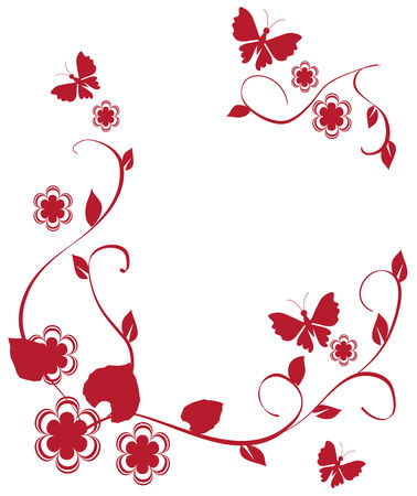 floral frame with butterfliesのイラスト素材