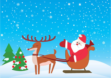 christmas background with santa and rudolf のイラスト素材