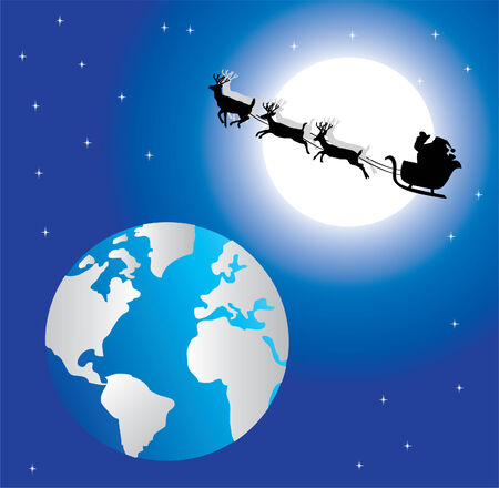 holiday background with santa in spaceのイラスト素材
