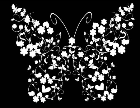 white vintage butterflyのイラスト素材