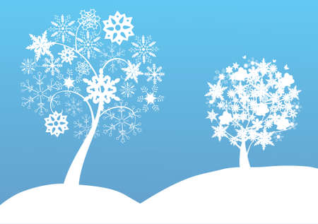 two white snow treesのイラスト素材