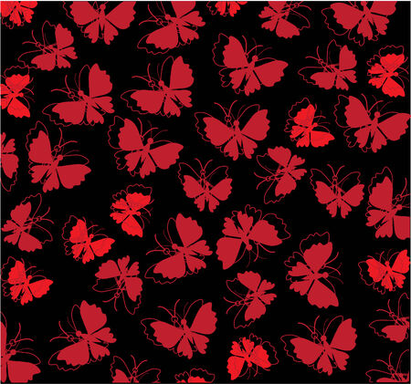 red butterflies background on blackのイラスト素材