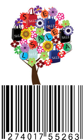 sale tree with bar-codeのイラスト素材