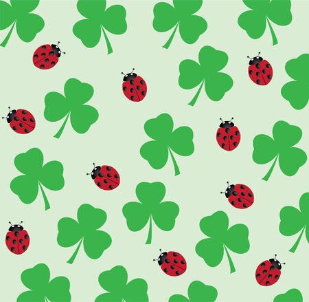 vector shamrock background with ladybugsのイラスト素材