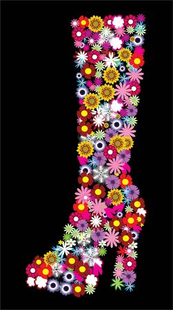 floral female bootのイラスト素材