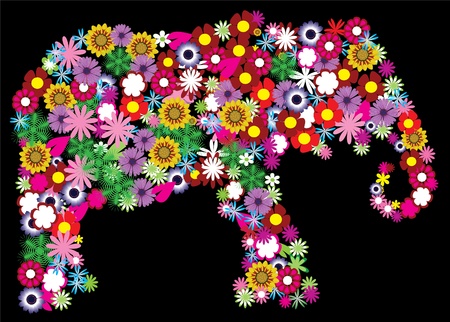 floral elephantのイラスト素材