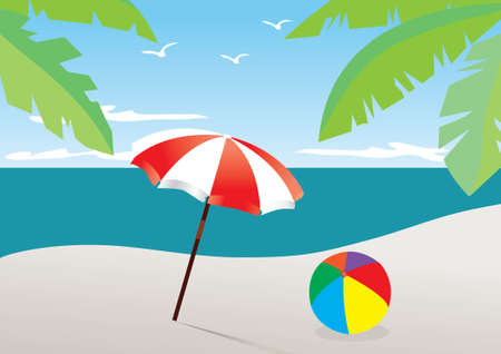 beach with umbrellaのイラスト素材