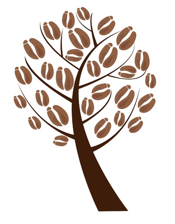 coffee tree with coffee beansのイラスト素材