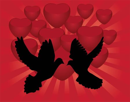 doves and red heart backgroundのイラスト素材