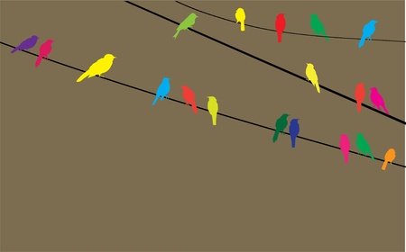 vector birds on wireのイラスト素材