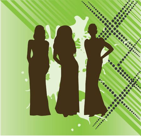 women silhouettes in long dressesのイラスト素材