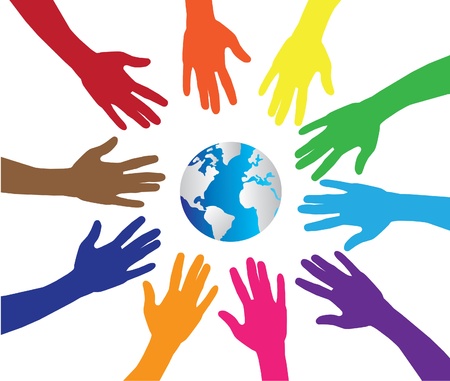 hands and planet earthのイラスト素材