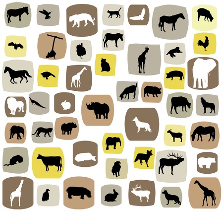 vector animal silhouettesのイラスト素材