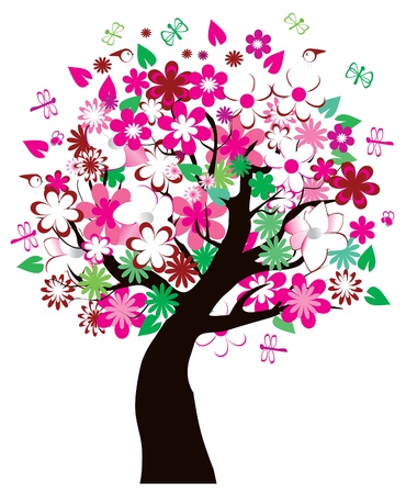 floral treeのイラスト素材