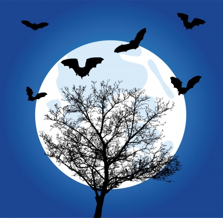 vector tree with batsのイラスト素材