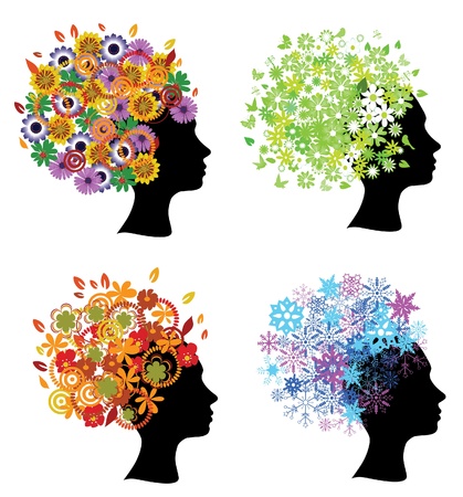 season head silhouettesのイラスト素材