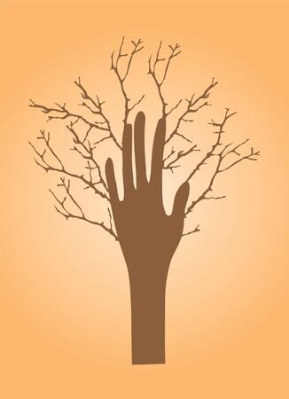 vector tree hand with branchesのイラスト素材
