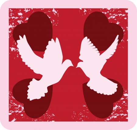 vector valentine doves backgroundのイラスト素材