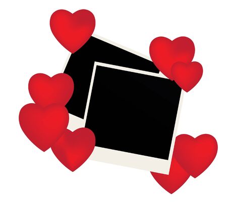vector blank photos and heartsのイラスト素材