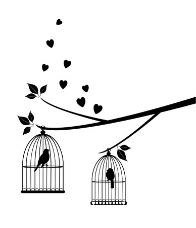 vector love birds in the cagesのイラスト素材