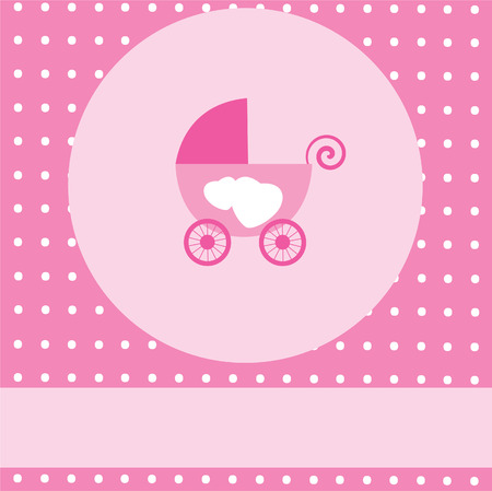 baby shower card with strollerのイラスト素材