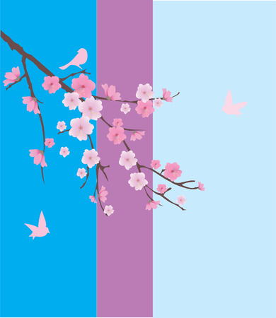 vector cherry blossom with birdsのイラスト素材