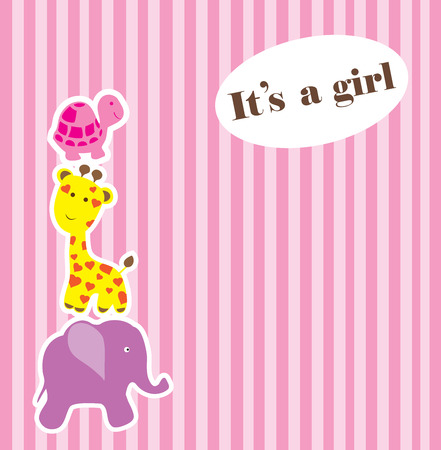 vector baby shower card with cute animalsのイラスト素材