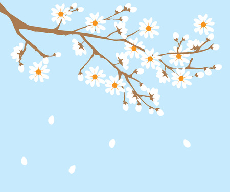 vector illustration of a blooming tree branch spring backgroundのイラスト素材