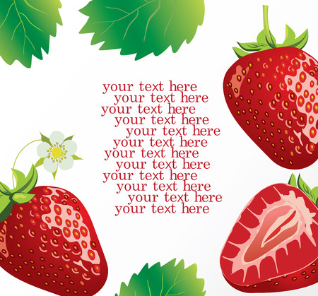 vector illustration of a card with strawberries with space for your textのイラスト素材