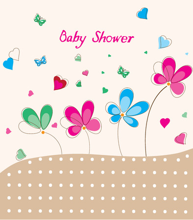 vector illustration of a baby shower card with flowersのイラスト素材