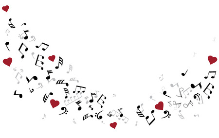 illustration of musical notes with heartsのイラスト素材