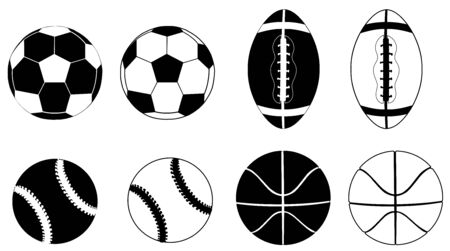 illustration of sport balls silhouettes isolatedのイラスト素材
