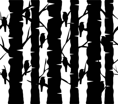 vector illustration of tree background with birdsのイラスト素材