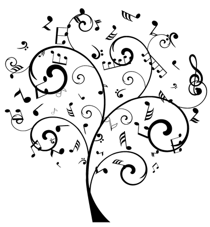 vector illustration of a tree with musical notesのイラスト素材